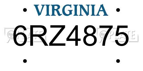 6RZ4875 Virginia License Plate