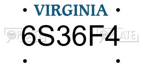 6S36F4 Virginia License Plate