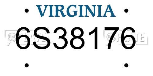 6S38176 Virginia License Plate