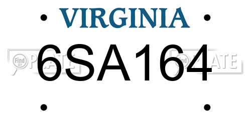 6SA164 Virginia License Plate