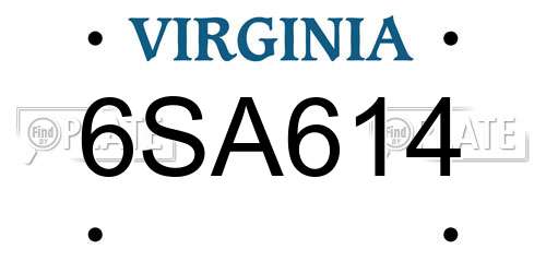 6SA614 Virginia License Plate