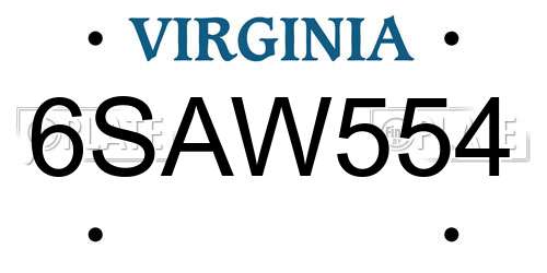 6SAW554 Virginia License Plate
