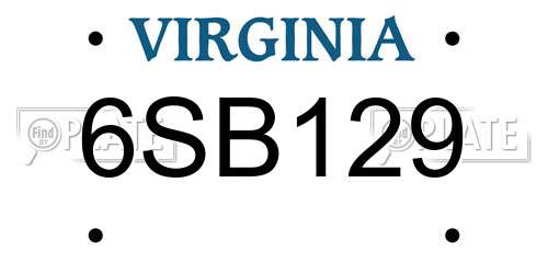 6SB129 Virginia License Plate
