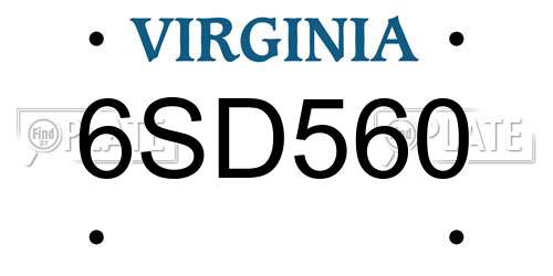 6SD560 Virginia License Plate