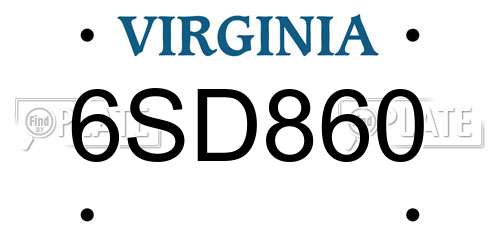 6SD860 Virginia License Plate