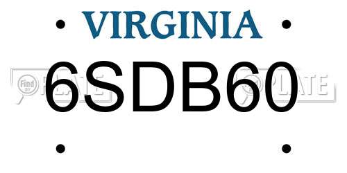 6SDB60 Virginia License Plate