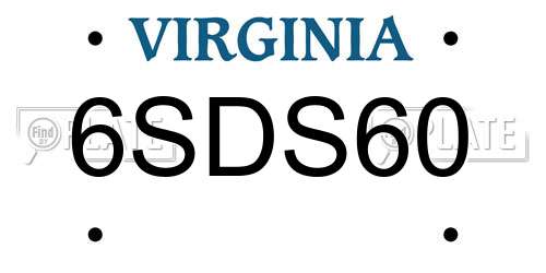 6SDS60 Virginia License Plate