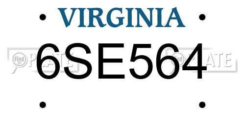 6SE564 Virginia License Plate
