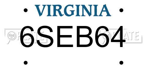 6SEB64 Virginia License Plate