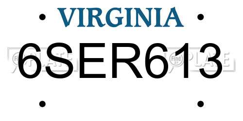 6SER613 Virginia License Plate