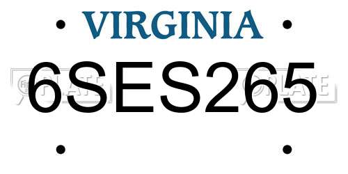 6SES265 Virginia License Plate