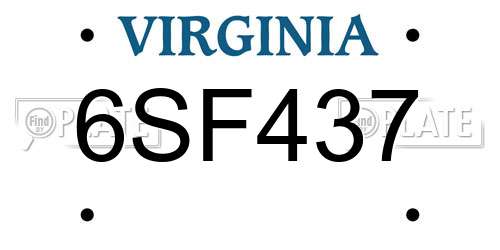 6SF437 Virginia License Plate