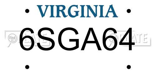 6SGA64 Virginia License Plate