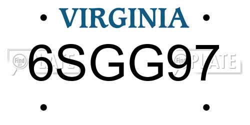 6SGG97 Virginia License Plate