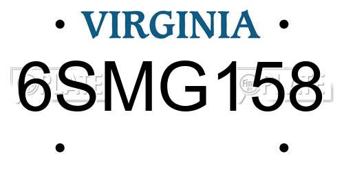 6SMG158 Virginia License Plate