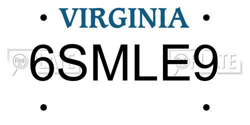 6SMLE9 Virginia License Plate