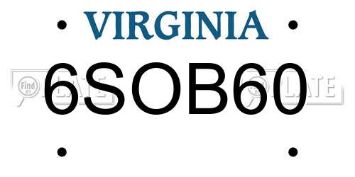 6SOB60 Virginia License Plate