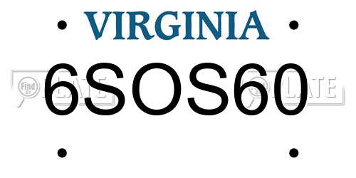 6SOS60 Virginia License Plate