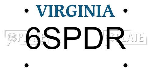 6SPDR Virginia License Plate