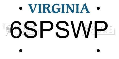 6SPSWP Virginia License Plate