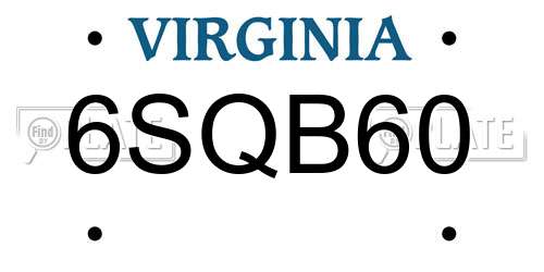 6SQB60 Virginia License Plate