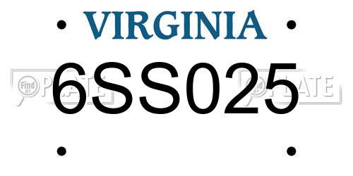 6SS025 Virginia License Plate