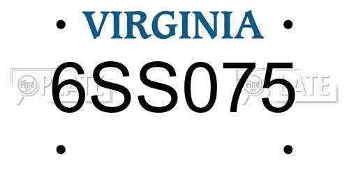 6SS075 Virginia License Plate