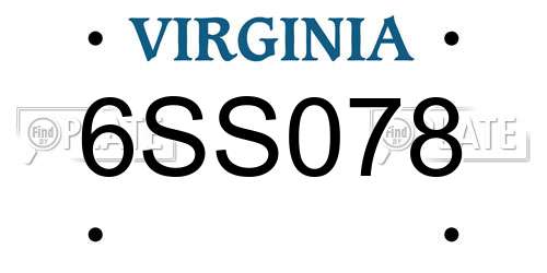 6SS078 Virginia License Plate