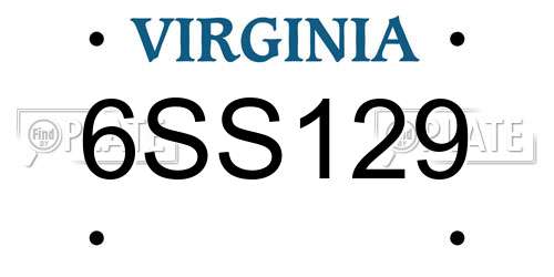 6SS129 Virginia License Plate