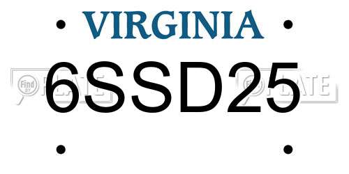 6SSD25 Virginia License Plate
