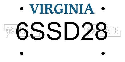 6SSD28 Virginia License Plate