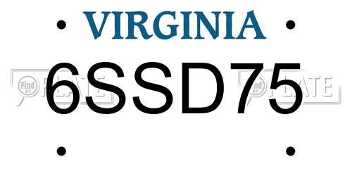 6SSD75 Virginia License Plate