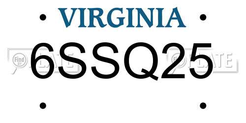 6SSQ25 Virginia License Plate