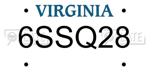 6SSQ28 Virginia License Plate
