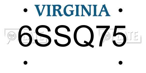 6SSQ75 Virginia License Plate