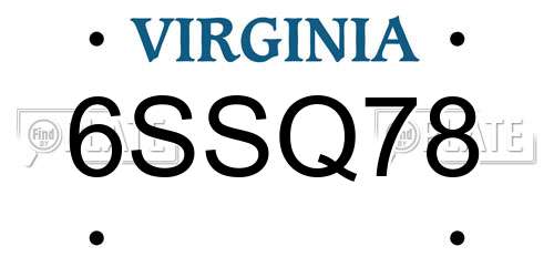 6SSQ78 Virginia License Plate
