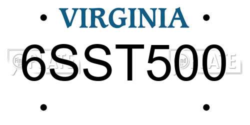 6SST500 Virginia License Plate