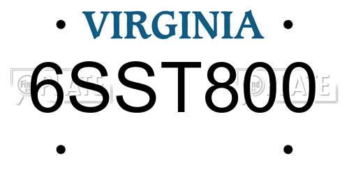 6SST800 Virginia License Plate