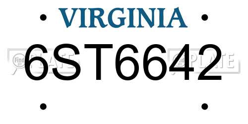 6ST6642 Virginia License Plate
