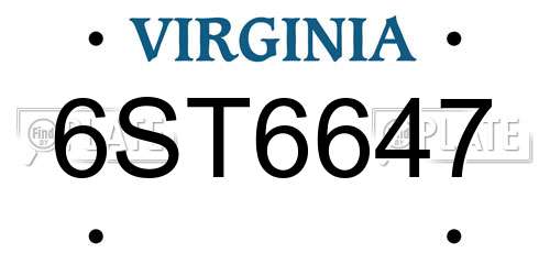 6ST6647 Virginia License Plate