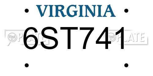 6ST741 Virginia License Plate
