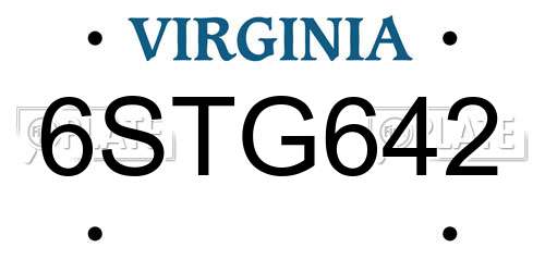 6STG642 Virginia License Plate