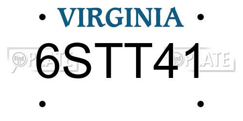 6STT41 Virginia License Plate