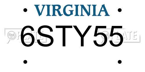 6STY55 Virginia License Plate