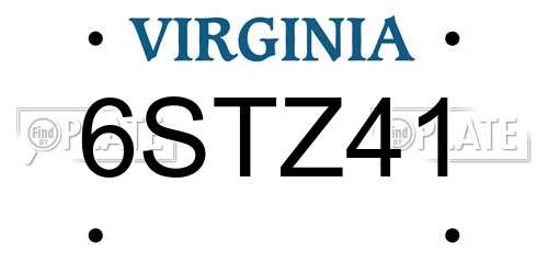 6STZ41 Virginia License Plate