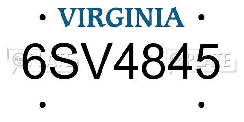 6SV4845 Virginia License Plate