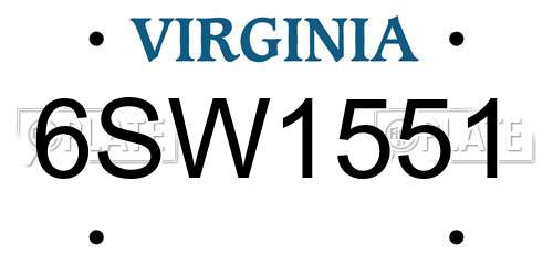 6SW1551 Virginia License Plate