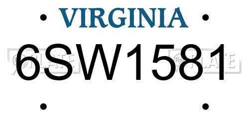 6SW1581 Virginia License Plate