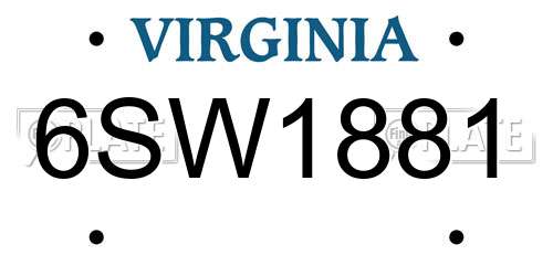 6SW1881 Virginia License Plate