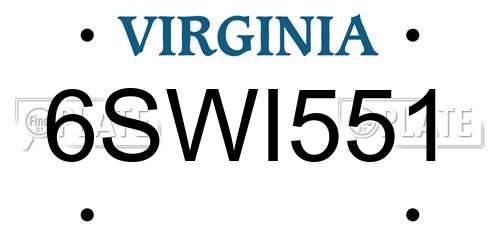 6SWI551 Virginia License Plate
